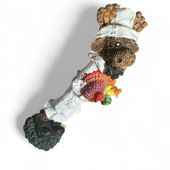 Thanksgiving Moose Figure Holding Turkey & White Outfit Decor - Picture 3 of 8